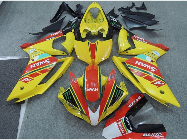 Amarelo Vermelho Swan Carenagem Moto Yamaha R1 2007-2008 Amarelo Vermelho Swan Carenagem Moto Yamaha R1 2007-2008