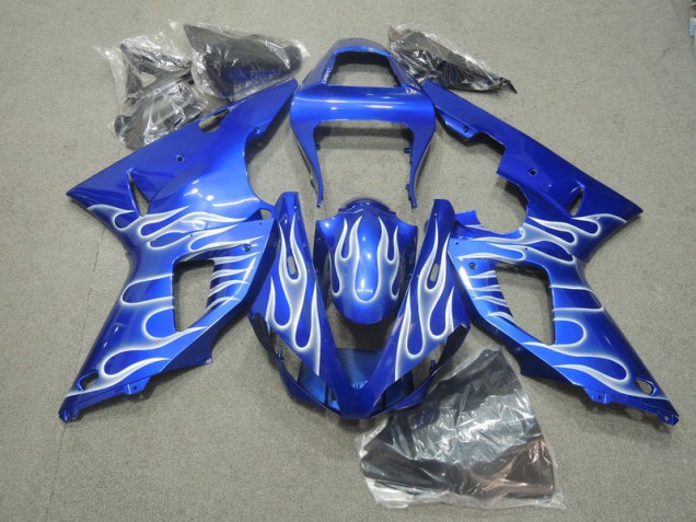 Azul Branco Chama Carenagem Moto Yamaha R1 2000-2001 Azul Branco Chama Carenagem Moto Yamaha R1 2000-2001