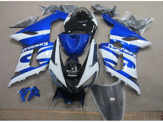 Azul Branco Kit Completo Carenagem Moto Kawasaki ZX6R 2005-2006 Azul Branco Kit Completo Carenagem Moto Kawasaki ZX6R 2005-2006