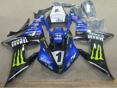 Azul Preto Graves 1 Carenagem Moto Yamaha R1 2002-2003