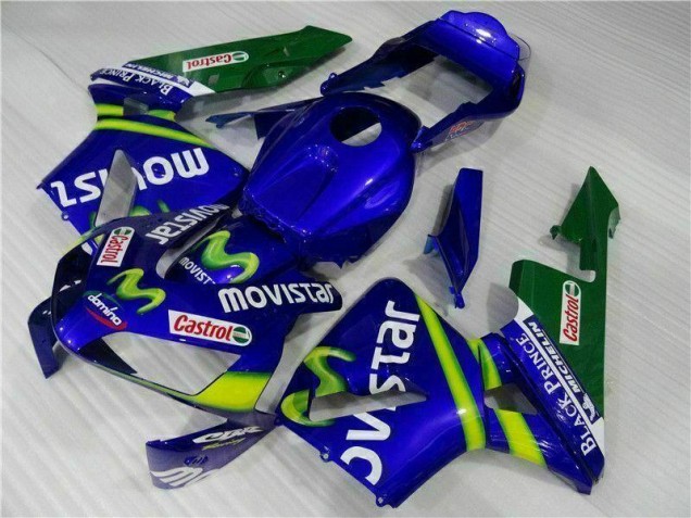 Azul Verde Movistar Castrol Carenagem Moto Honda CBR 600RR 2003-2004 Azul Verde Movistar Castrol Carenagem Moto Honda CBR 600RR 2003-2004