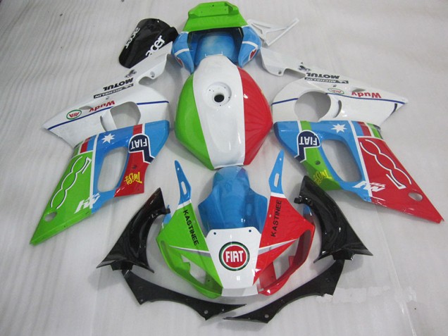 Azul Vermelho Fiat Kastinee Carenagem Moto Yamaha R6 1998-2002 Azul Vermelho Fiat Kastinee Carenagem Moto Yamaha R6 1998-2002