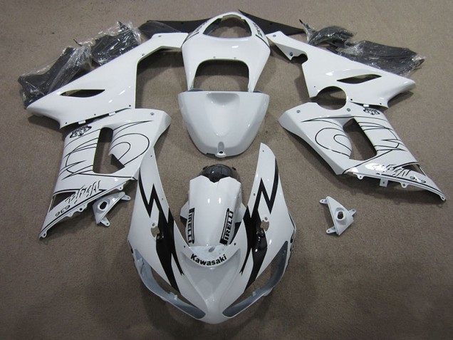 Branco Ninja 636 Carenagem Moto Kawasaki ZX6R 2005-2006 Branco Ninja 636 Carenagem Moto Kawasaki ZX6R 2005-2006