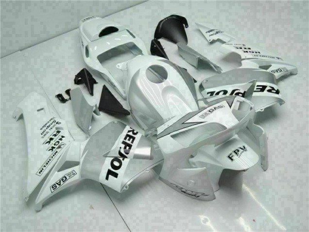 Branco Prata Repsol Carenagem Moto Honda CBR 600RR 2003-2004 Branco Prata Repsol Carenagem Moto Honda CBR 600RR 2003-2004