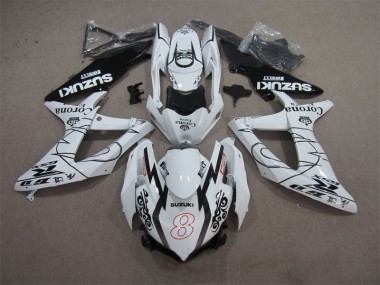 Branco Preto Corona Extra Motul 8 Carenagem Moto Suzuki GSXR 600 K8 2008-2010