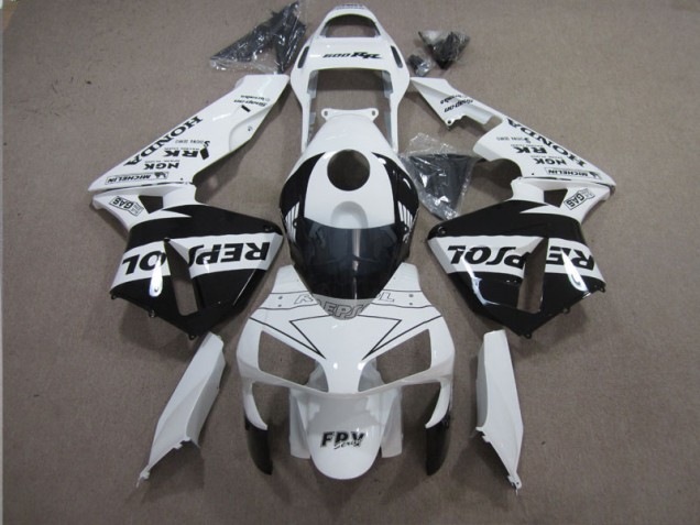 Branco Preto Repsol Carenagem Moto Honda CBR 600RR 2003-2004 Branco Preto Repsol Carenagem Moto Honda CBR 600RR 2003-2004