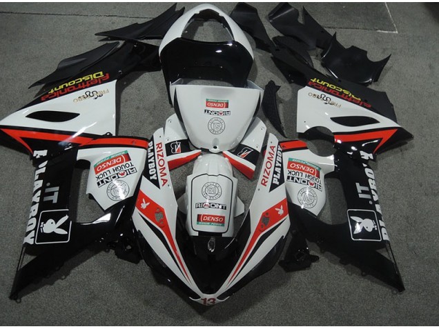 Branco Preto Rizoma Playboy Carroçaria Moto Kawasaki ZX6R 2005-2006 Branco Preto Rizoma Playboy Carroçaria Moto Kawasaki ZX6R 2005-2006