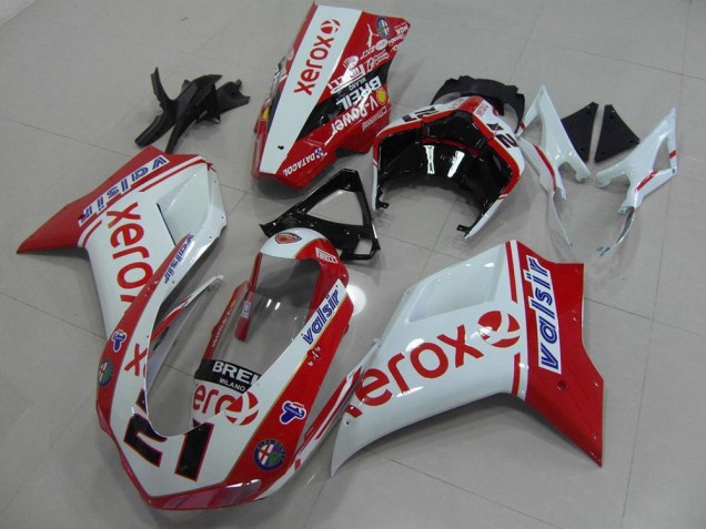 Branco Vermelho Xerox Carenagem Moto & Plástico Moto Ducati 848 1098 1198 2007-2014