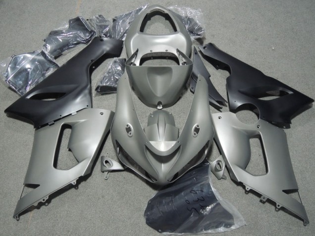 Cinzento Preto Carenagem Moto Kawasaki ZX6R 2005-2006 Cinzento Preto Carenagem Moto Kawasaki ZX6R 2005-2006
