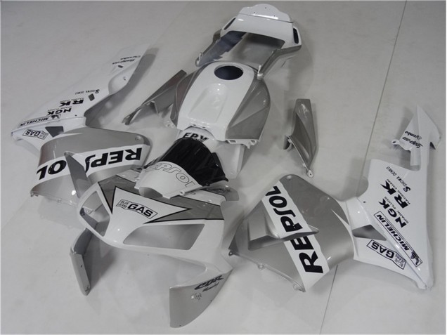 Prata Branco Preto Repsol Carenagem Moto Honda CBR 600RR 2003-2004 Prata Branco Preto Repsol Carenagem Moto Honda CBR 600RR 2003-2004