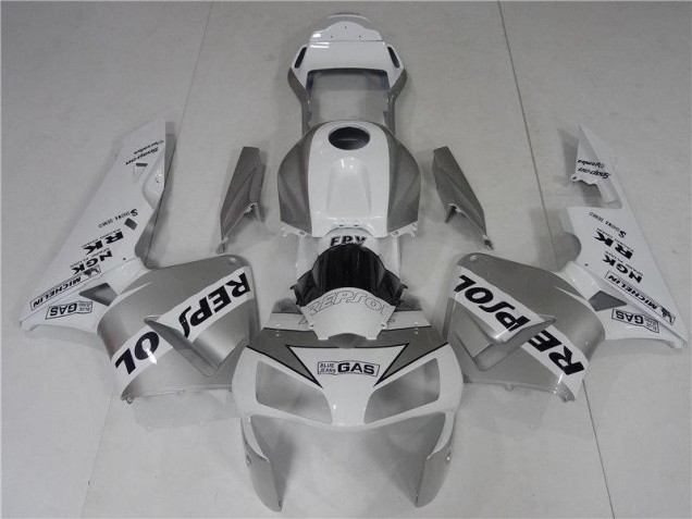 Prata Branco Preto Repsol Carenagem Moto Honda CBR 600RR 2003-2004 Prata Branco Preto Repsol Carenagem Moto Honda CBR 600RR 2003-2004