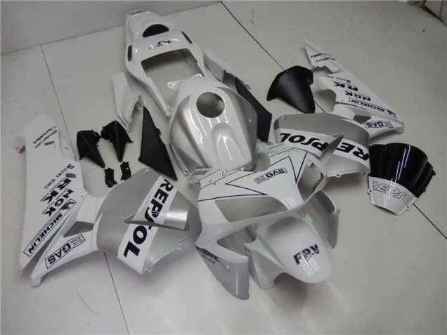 Prata Branco Preto Repsol Carenagem Moto Honda CBR 600RR 2005-2006 Prata Branco Preto Repsol Carenagem Moto Honda CBR 600RR 2005-2006