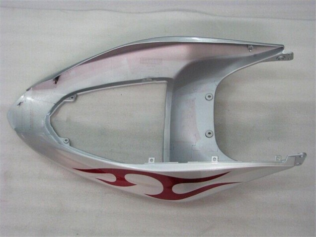 Prata Vermelho Chamas Carenagem Moto Kawasaki ZX6R 2005-2006 Prata Vermelho Chamas Carenagem Moto Kawasaki ZX6R 2005-2006