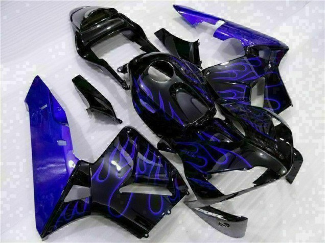 Preto & Azul Chama Carenagem Moto Honda CBR 600RR 2003-2004 Preto & Azul Chama Carenagem Moto Honda CBR 600RR 2003-2004