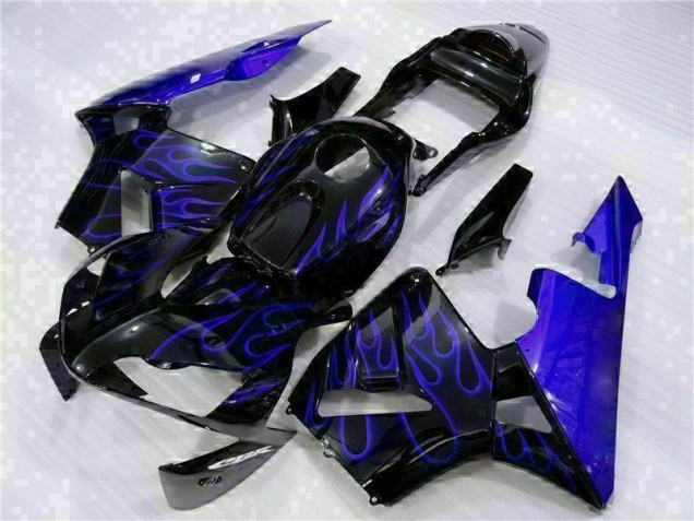 Preto & Azul Chama Carenagem Moto Honda CBR 600RR 2003-2004 Preto & Azul Chama Carenagem Moto Honda CBR 600RR 2003-2004