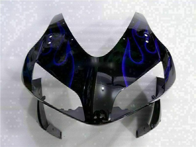 Preto & Azul Chama Carenagem Moto Honda CBR 600RR 2003-2004 Preto & Azul Chama Carenagem Moto Honda CBR 600RR 2003-2004