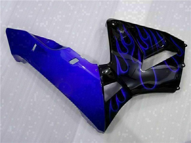 Preto & Azul Chama Carenagem Moto Honda CBR 600RR 2003-2004 Preto & Azul Chama Carenagem Moto Honda CBR 600RR 2003-2004
