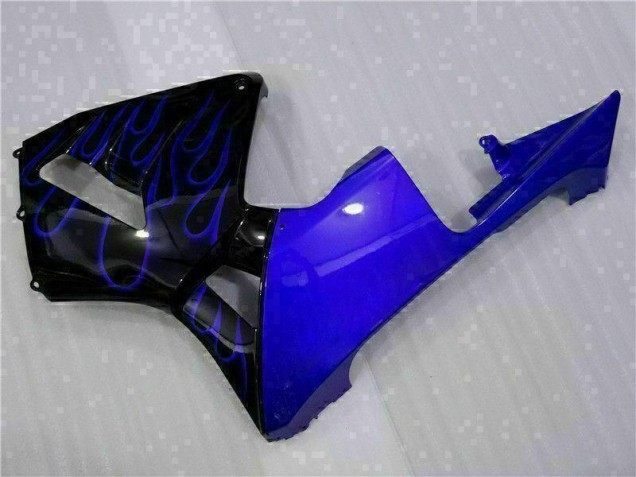 Preto & Azul Chama Carenagem Moto Honda CBR 600RR 2003-2004 Preto & Azul Chama Carenagem Moto Honda CBR 600RR 2003-2004