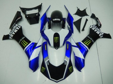 Preto Azul Monster Carenagem Moto Yamaha R1 2015-2019