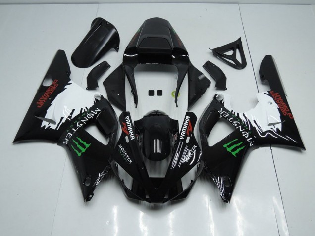 Preto Branco Monster Carenagem Moto Yamaha R1 2000-2001