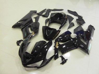Preto Brilhante Ouro Decalques Carenagem Moto Kawasaki ZX6R 2005-2006