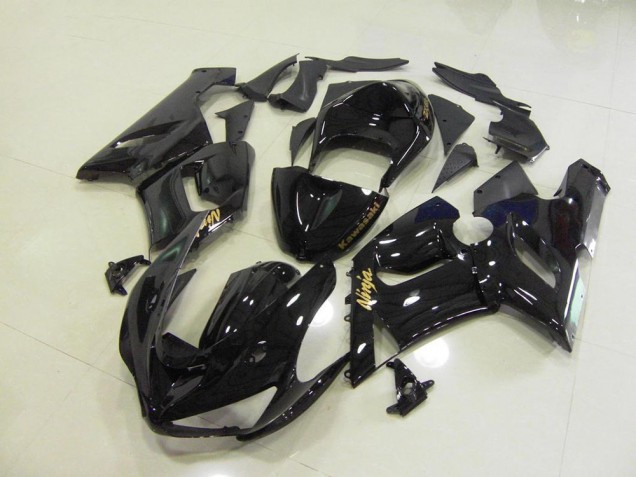 Preto Brilhante Ouro Decalques Carenagem Moto Kawasaki ZX6R 2005-2006 Preto Brilhante Ouro Decalques Carenagem Moto Kawasaki ZX6R 2005-2006