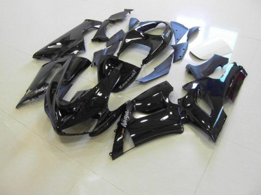 Preto Brilhante Prata Decalques Carenagem Moto Kawasaki ZX6R 2005-2006
