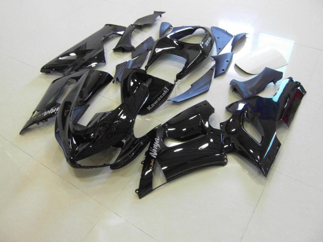 Preto Brilhante Prata Decalques Carenagem Moto Kawasaki ZX6R 2005-2006
