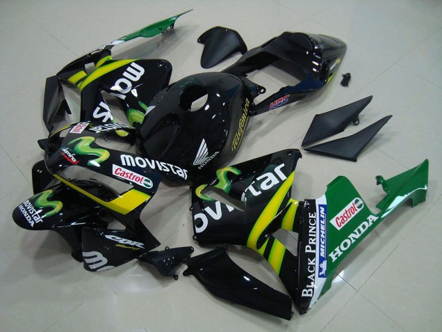 Preto Movistar Carenagem Moto Honda CBR 600RR 2003-2004 Preto Movistar Carenagem Moto Honda CBR 600RR 2003-2004
