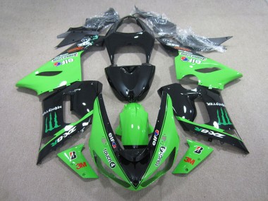 Preto Verde 3M Touch4 Monster Carenagem Moto Kawasaki ZX6R 2005-2006