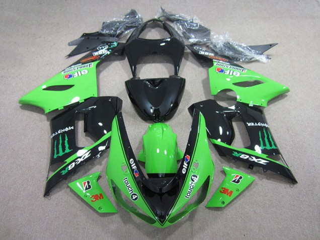Preto Verde 3M Touch4 Monster Carenagem Moto Kawasaki ZX6R 2005-2006 Preto Verde 3M Touch4 Monster Carenagem Moto Kawasaki ZX6R 2005-2006