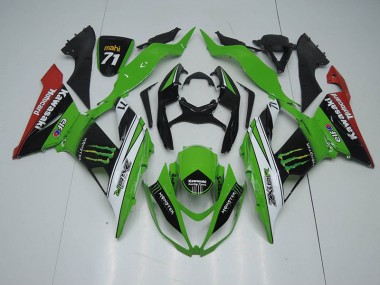 Preto Verde Branco Monster Carenagem Moto Kawasaki ZX6R 2013-2018