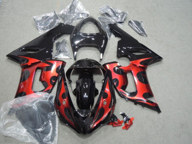 Preto Vermelho Carenagem Moto Kawasaki ZX6R 2005-2006 Preto Vermelho Carenagem Moto Kawasaki ZX6R 2005-2006