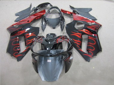 Preto Vermelho Chama Abs Kits Completos Carenagem Moto Kawasaki ZX6R 2007-2008