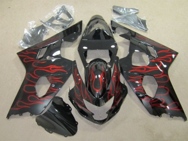 Preto Vermelho Chama Carenagem Moto Suzuki GSXR 600 K4 2004-2005