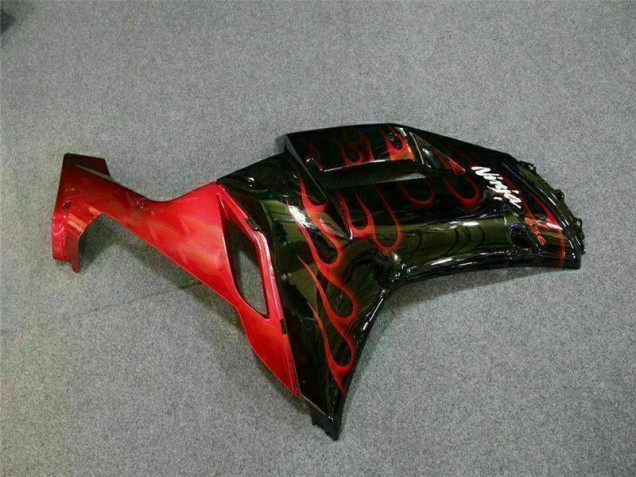 Preto Vermelho Chama Kit Carenagem Moto Kawasaki ZX6R 2007-2008 Preto Vermelho Chama Kit Carenagem Moto Kawasaki ZX6R 2007-2008