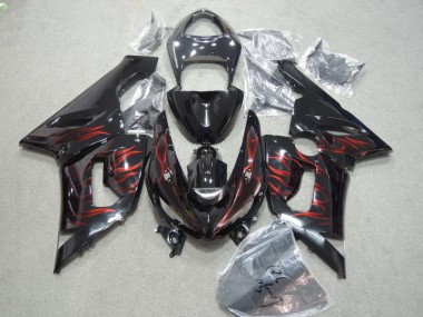 Preto Vermelho Chama Kits Completo Carenagem Moto Kawasaki ZX6R 2005-2006