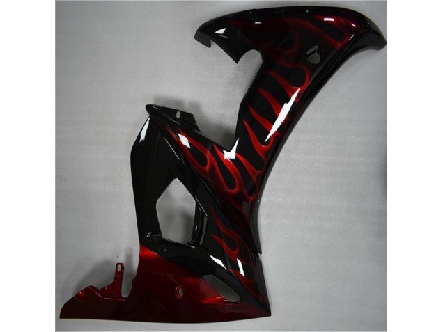 Preto Vermelho Chama Moto Plástico Yamaha R6 2003-2005 Preto Vermelho Chama Moto Plástico Yamaha R6 2003-2005