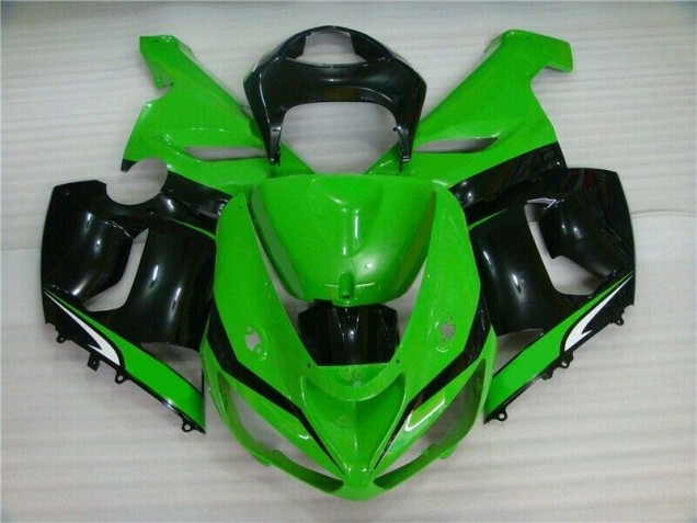 Verde Branco Preto Carenagem Moto Kawasaki ZX6R 2005-2006 Verde Branco Preto Carenagem Moto Kawasaki ZX6R 2005-2006