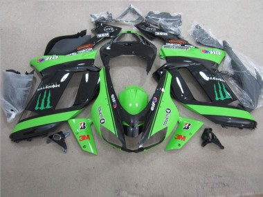 Verde Preto 3M Monster Carenagem Moto Kawasaki ZX6R 2007-2008