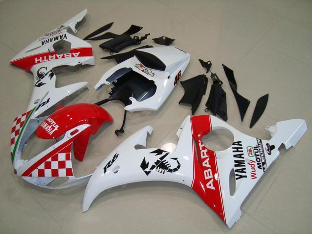 Vermelho Branco Abs Moto Plásticos Yamaha R6 2003-2005 Vermelho Branco Abs Moto Plásticos Yamaha R6 2003-2005