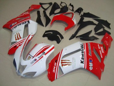 Vermelho & Branco Carenagem Moto Kawasaki ZX6R 2007-2008