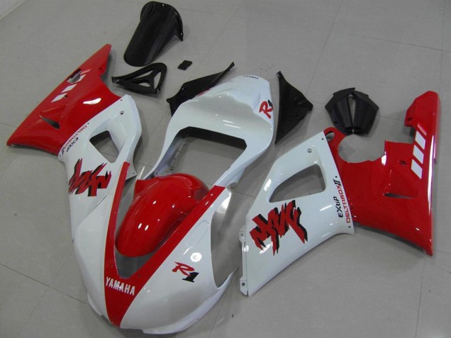 Vermelho Branco Corrida Carenagem Moto Yamaha R1 2000-2001 Vermelho Branco Corrida Carenagem Moto Yamaha R1 2000-2001