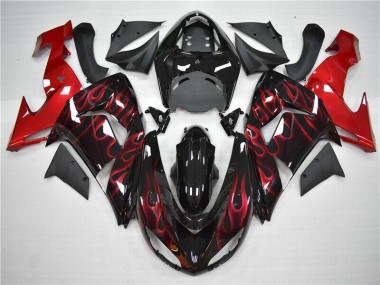 Vermelho Chama Carenagem Moto Kawasaki ZX10R 2006-2007