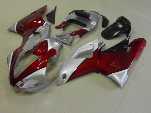 Vermelho & Prata Carenagem Moto Yamaha R1 2000-2001 Vermelho & Prata Carenagem Moto Yamaha R1 2000-2001