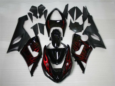Vermelho Preto Abs Motocicleta Plásticos Kawasaki ZX6R 2005-2006