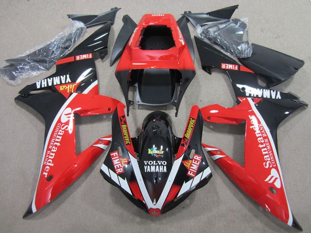 Vermelho Preto Branco Santander Carenagem Moto Yamaha R1 2004-2006
