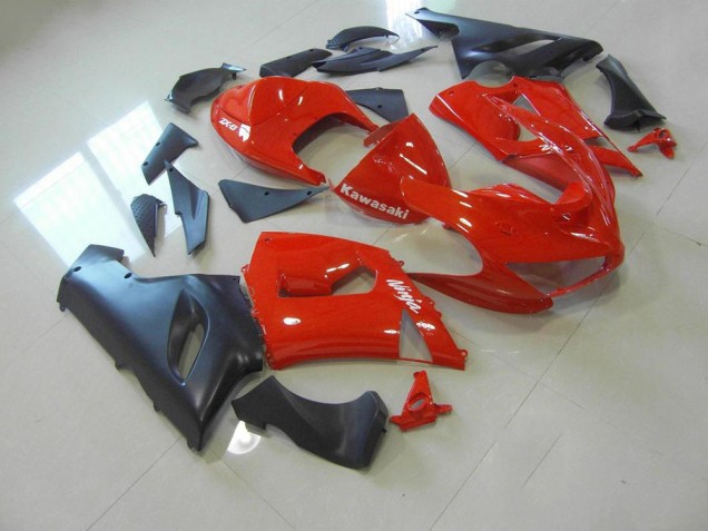 Vermelho & Preto Fosco Carenagem Moto Kawasaki ZX6R 2005-2006 Vermelho & Preto Fosco Carenagem Moto Kawasaki ZX6R 2005-2006