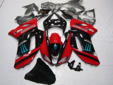 Vermelho Preto Monster Carenagem Moto Kawasaki ZX6R 2007-2008