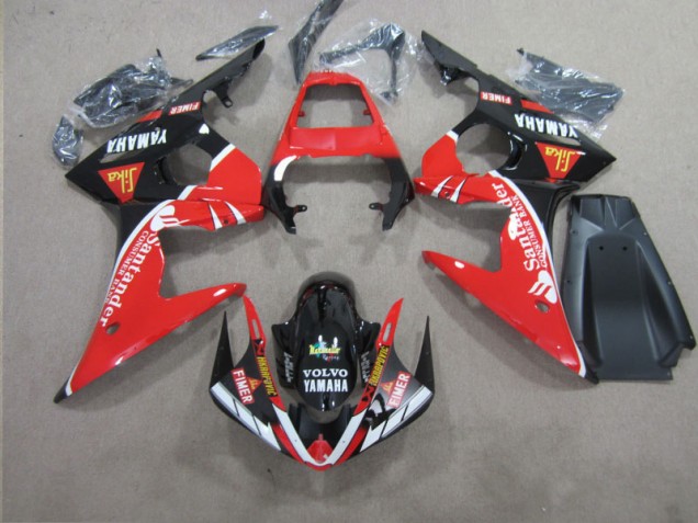 Vermelho Preto Santander Carenagem Moto Yamaha R6 2003-2005 Vermelho Preto Santander Carenagem Moto Yamaha R6 2003-2005